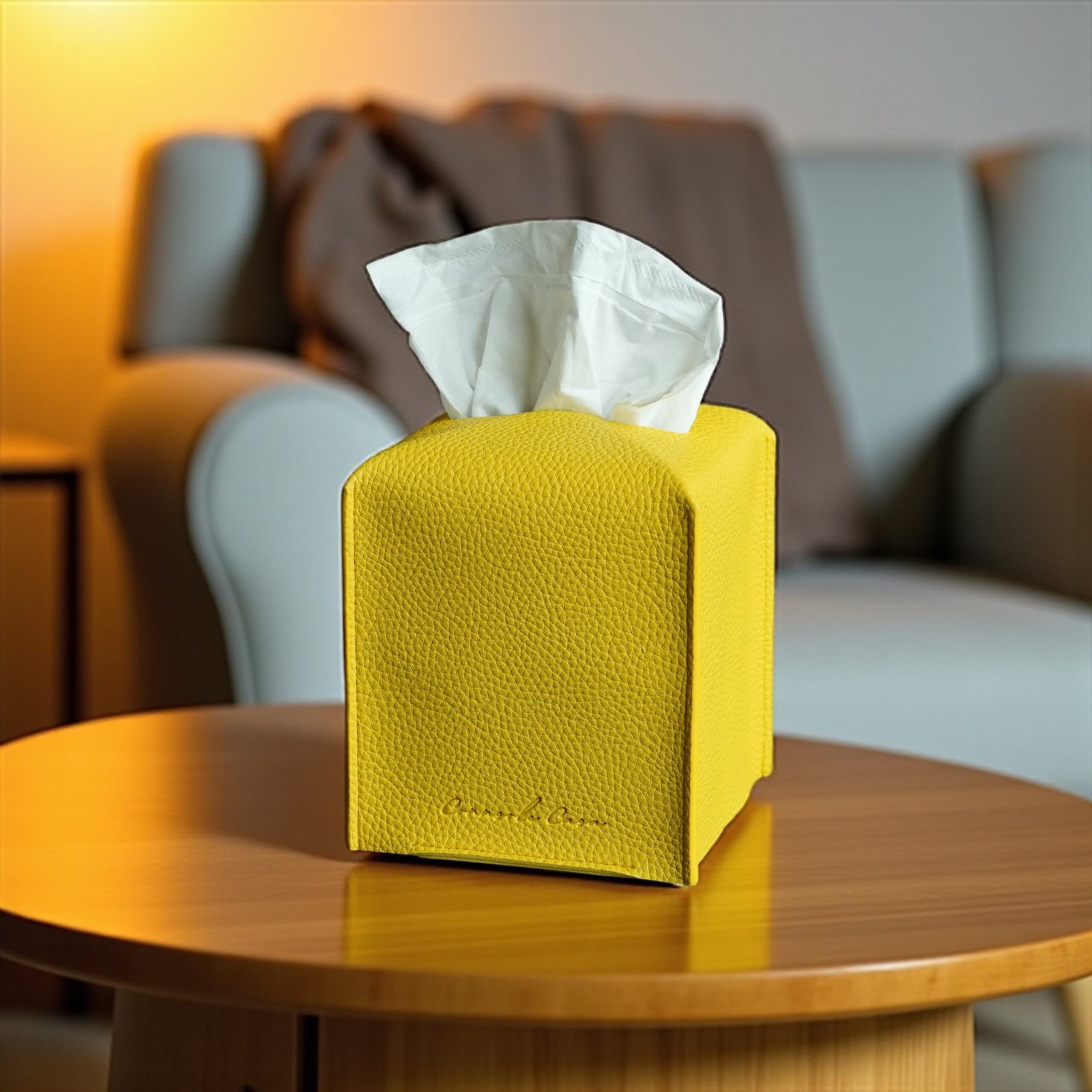 Modern PU Leather Tissue Box Cover – Square Design - Image 3
