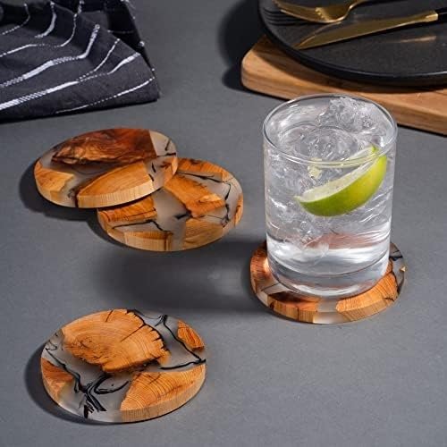 Eastern Cedar Aromatic Wood & Resin Coaster Set – 6 Handmade Coasters with Matching Base - Image 4