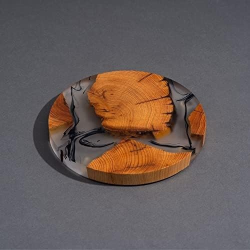 Eastern Cedar Aromatic Wood & Resin Coaster Set – 6 Handmade Coasters with Matching Base - Image 3