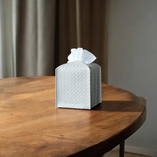 Woven texture leather tissue box cover