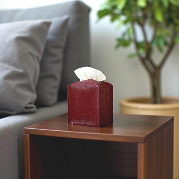 Crocodile texture leather tissue box holder